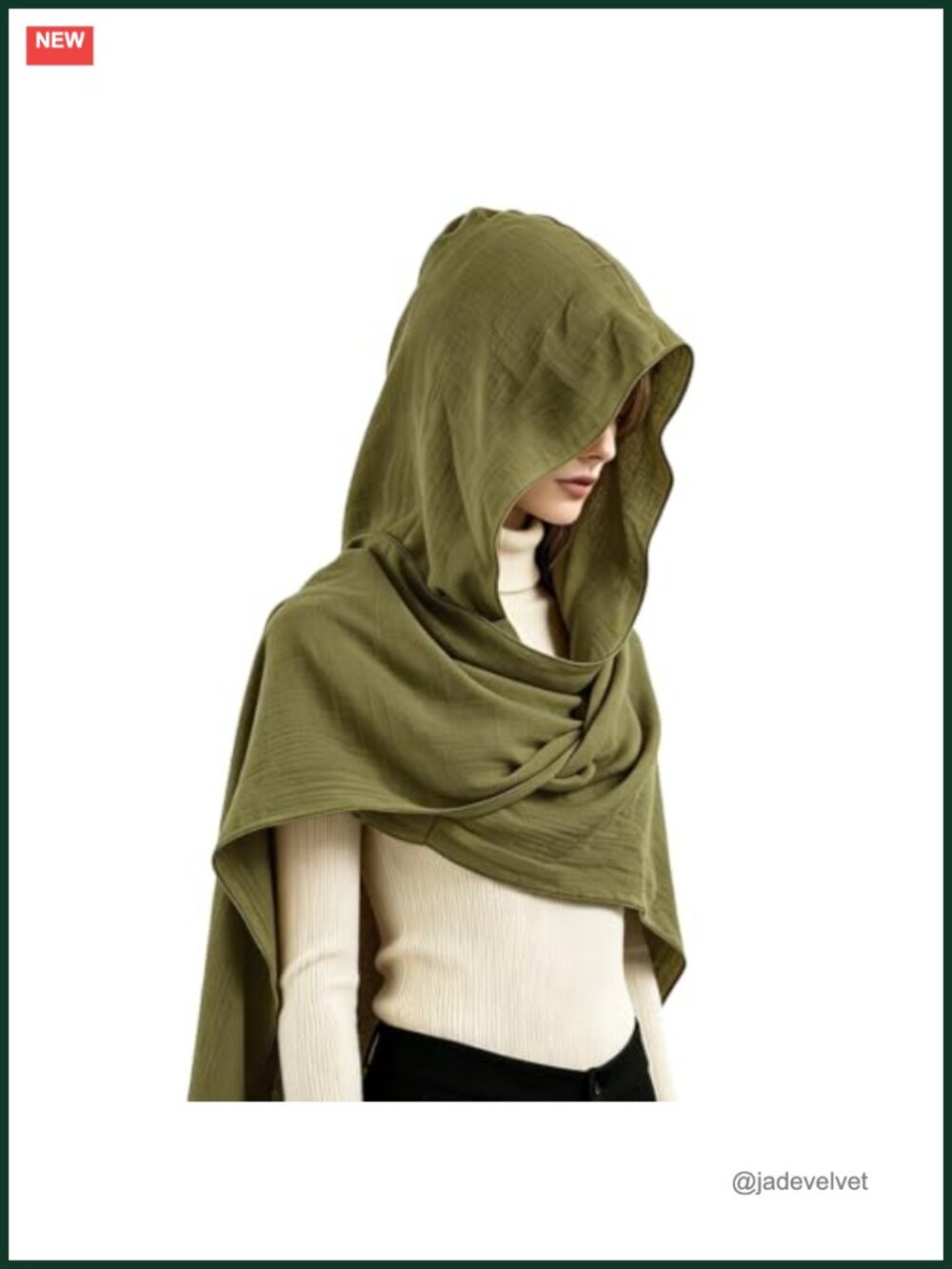 Hooded Cape Scarf 3-in-1 Cotton-Linen Women Men Halloween Cosplay